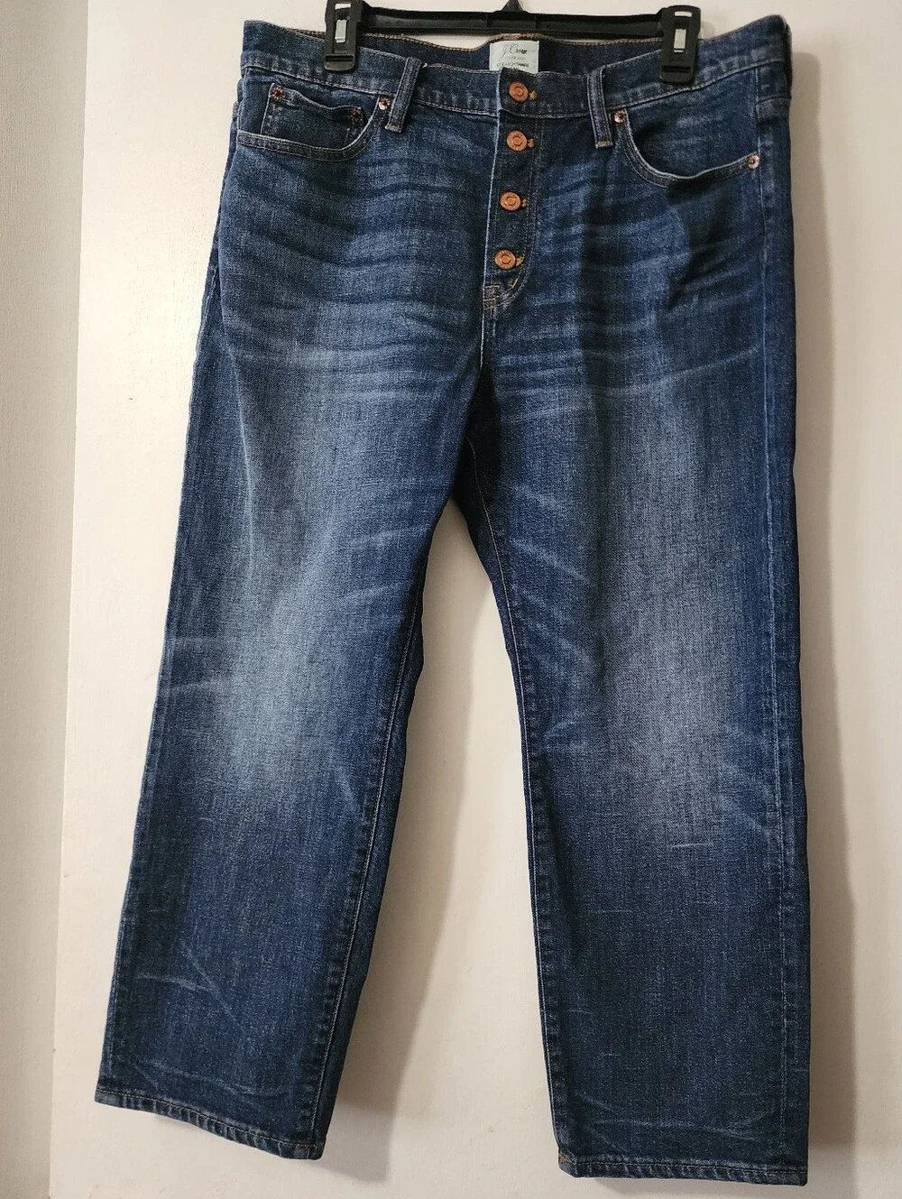 J.Crew Womens Straightaway Jean Denim Jeans Button Fly Stretch 32 Petite 32P